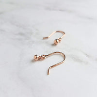 Rose Gold Ball Earrings, tiny ball earring, small round dangle, rose gold drops, 14K rose gold vermeil, dot earring, rose gold fill hooks - Constant Baubling