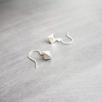 Silver Geometric Earrings - small double pyramid charm, octahedron earrings, diamond earrings, spear earrings, little triangle earrings - Constant Baubling