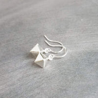 Silver Geometric Earrings - small double pyramid charm, octahedron earrings, diamond earrings, spear earrings, little triangle earrings - Constant Baubling