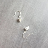 Silver Geometric Earrings - small double pyramid charm, octahedron earrings, diamond earrings, spear earrings, little triangle earrings - Constant Baubling