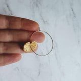 Lily Pad Earrings, large gold hoops, gold lilypad, gold lotus earring, lightweight hoops, lotus leaf earring, thin gold hoops, 2 inch hoops - Constant Baubling