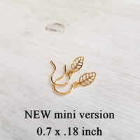 Gold Leaf Earrings, small delicate leaf earrings, modern gold leaf earring, gold filigree leaf earrings, 14K SOLID GOLD or fill hook upgrade - Constant Baubling