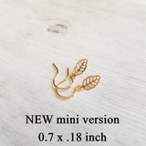 Gold Leaf Earrings, small delicate leaf earrings, modern gold leaf earring, gold filigree leaf earrings, 14K SOLID GOLD or fill hook upgrade - Constant Baubling