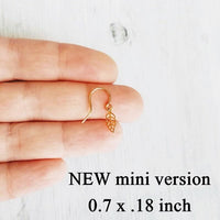 Gold Leaf Earrings, small delicate leaf earrings, modern gold leaf earring, gold filigree leaf earrings, 14K SOLID GOLD or fill hook upgrade - Constant Baubling