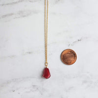 Pomegranate Necklace - small red pink pendant, thin delicate 18 inch chain, fruit seed necklace, fertility necklace, pomegranate seed charm - Constant Baubling