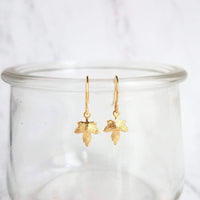 Maple Leaf Earrings, tiny gold leaf earring, fall earring, autumn earring, small gold leaf earring, gold leaf dangle, gold maple leaf - Constant Baubling