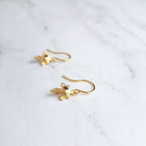 Maple Leaf Earrings, tiny gold leaf earring, fall earring, autumn earring, small gold leaf earring, gold leaf dangle, gold maple leaf - Constant Baubling