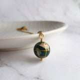 World Necklace, 12mm globe necklace, gemstone globe necklace, Earth necklace, stone globe necklace, vacation gift, miss you gift, malachite - Constant Baubling