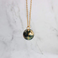 World Necklace, 12mm globe necklace, gemstone globe necklace, Earth necklace, stone globe necklace, vacation gift, miss you gift, malachite - Constant Baubling