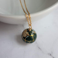 World Necklace, 12mm globe necklace, gemstone globe necklace, Earth necklace, stone globe necklace, vacation gift, miss you gift, malachite - Constant Baubling