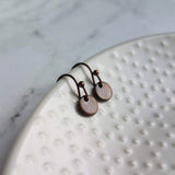 Copper Disk Earrings - small round tag, dark copper earring, antique copper disc, ONE PAIR copper earrings, tiny copper earring, 6 8 10 12mm - Constant Baubling