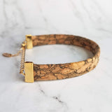 Cork Bracelet - wood cuff & gold adjustable chain, wood bangle, cork bangle, cork bracelet, woof cuff, cork cuff, wide bracelet, marbled - Constant Baubling