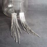 Silver Fringe Earrings, long chain earring, silver chain earring, snake chain earring, chain fringe earring, chain tassel earring 4" earring - Constant Baubling