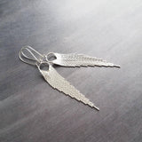 Silver Fringe Earrings - thin snake chain strands, chain dangle, v shape chain, thin chain fringe, chain tassel, 4" long earring, sexy - Constant Baubling