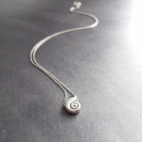 Silver Seashell Necklace, little spiral shell, nautilus necklace, snail shell pendant, silver shell charm, ocean necklace, beach jewelry - Constant Baubling