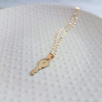 Gold Key Necklace, tiny key charm, letter charm, letter key pendant, initial key necklace, small key pendant, little gold key, personalized - Constant Baubling