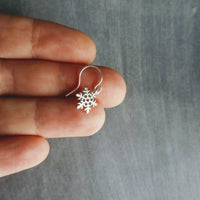 Silver Snowflake Earrings, snow jewelry, tiny silver snowflake earring, Christmas gift for her, simple snowflake earring, delicate snowflake - Constant Baubling