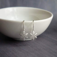 Silver Snowflake Earrings, snow jewelry, tiny silver snowflake earring, Christmas gift for her, simple snowflake earring, delicate snowflake - Constant Baubling