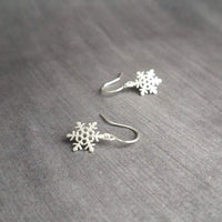 Silver Snowflake Earrings, snow jewelry, tiny silver snowflake earring, Christmas gift for her, simple snowflake earring, delicate snowflake - Constant Baubling