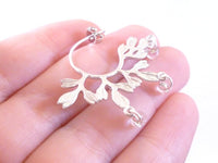 Vine Chandelier Earrings, matte silver earring, silver leaf earring, tree branch earring, vine hoop, glass drop beads, silver branch earring - Constant Baubling