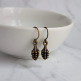 Little Pinecone Earrings, small antique brass pine cone, bronze pine cone charm, fall jewelry, tiny pine cone dangle, pine cone earrings - Constant Baubling