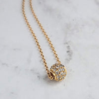 Gold CZ Ball Necklace - round crystal pendant, gold chain, tiny faux diamond bead, slider pendant, 6mm pave pendant, cubic zirconia, globe - Constant Baubling