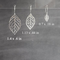 Silver Leaf Earrings, small silver leaves, cut out leaf earring, simple leaf earrings, delicate leaf earring, dainty leaf earring, filigree - Constant Baubling
