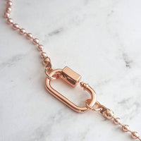 Rose Gold Ball Chain Bracelet, chunky clasp bracelet, carabiner clasp, rose gold bracelet, large oval clasp, screw clasp bracelet, pink gold - Constant Baubling