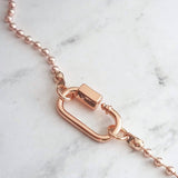 Rose Gold Ball Chain Necklace, chunky front clasp necklace, carabiner clasp, rose gold ball necklace, large oval clasp, screw clasp necklace - Constant Baubling