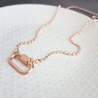 Ball Chain Necklace, rose gold ball chain, chunky front clasp necklace, sailor clasp, large round clasp, rose gold ball necklace, big clasp - Constant Baubling