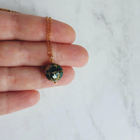 World Necklace, 12mm globe necklace, gemstone globe necklace, Earth necklace, stone globe necklace, vacation gift, miss you gift, malachite - Constant Baubling