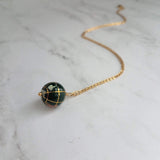 World Necklace, 12mm globe necklace, gemstone globe necklace, Earth necklace, stone globe necklace, vacation gift, miss you gift, malachite - Constant Baubling