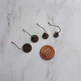 Copper Disk Earrings - small round tag, dark copper earring, antique copper disc, ONE PAIR copper earrings, tiny copper earring, 6 8 10 12mm - Constant Baubling