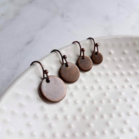 Copper Disk Earrings - small round tag, dark copper earring, antique copper disc, ONE PAIR copper earrings, tiny copper earring, 6 8 10 12mm - Constant Baubling