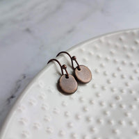 Copper Disk Earrings - small round tag, dark copper earring, antique copper disc, ONE PAIR copper earrings, tiny copper earring, 6 8 10 12mm - Constant Baubling