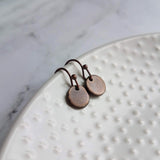 Copper Disk Earrings - small round tag, dark copper earring, antique copper disc, ONE PAIR copper earrings, tiny copper earring, 6 8 10 12mm - Constant Baubling