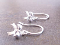 Tiny Silver Bow Earrings, small bow earring, tiny ribbon earring, tied ribbon earring, bow dangle earring, little silver bow earring, mini - Constant Baubling