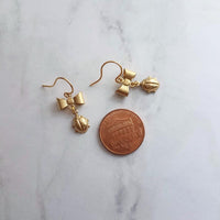 Little Ladybug Earrings, gold bow earring, gold lady bug charm, lady bug earring, gold ladybug earring, small ladybug, ladybug dangle insect - Constant Baubling