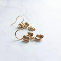 Little Ladybug Earrings, gold bow earring, gold lady bug charm, lady bug earring, gold ladybug earring, small ladybug, ladybug dangle insect - Constant Baubling