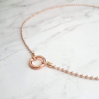 Large Ball Chain Necklace, rose gold ball chain, chunky front clasp necklace, carabiner clasp, large round clasp, rose gold ball necklace - Constant Baubling