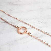 Ball Chain Necklace, rose gold ball chain, chunky front clasp necklace, sailor clasp, large round clasp, rose gold ball necklace, big clasp - Constant Baubling