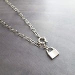 Oval Chain Necklace - stainless steel paperclip necklace, chunky chain, front clasp, large front clasp, sailor clasp, padlock necklace, lock - Constant Baubling