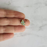 Half Circle Earrings - tiny semicircle shapes, verdigris patina, small half moon earrings, pendulum earring, blue green mottled earring - Constant Baubling