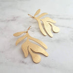 Tropical Earrings - gold leaf earring, monstera earring, tropical leaf earring, beach earring, large gold earring, big earring, lightweight - Constant Baubling