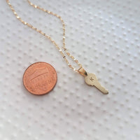 Gold Key Necklace, tiny key charm, letter charm, letter key pendant, initial key necklace, small key pendant, little gold key, personalized - Constant Baubling