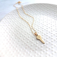 Gold Key Necklace, tiny key charm, letter charm, letter key pendant, initial key necklace, small key pendant, little gold key, personalized - Constant Baubling