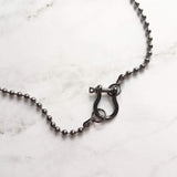 Gunmetal Necklace, black ball chain, gunmetal ball chain, ball necklace, front clasp necklace silvery black chain large clasp lobster parrot - Constant Baubling