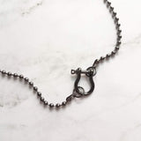 Gunmetal Ball Chain - black ball chain, shackle clasp, black ball necklace, front clasp necklace, gunmetal necklace, silvery black chain - Constant Baubling
