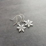 Silver Snowflake Earrings, snow jewelry, tiny silver snowflake earring, Christmas gift for her, simple snowflake earring, delicate snowflake - Constant Baubling