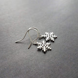 Silver Snowflake Earrings, snow jewelry, tiny silver snowflake earring, Christmas gift for her, simple snowflake earring, delicate snowflake - Constant Baubling